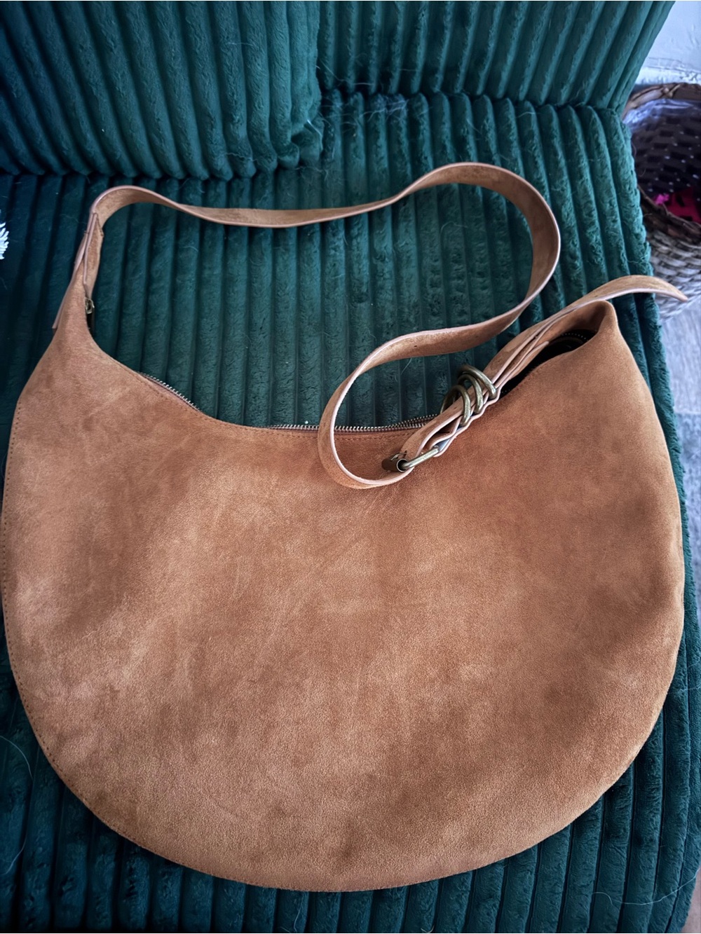Suede Crescent Shoulder Bag
